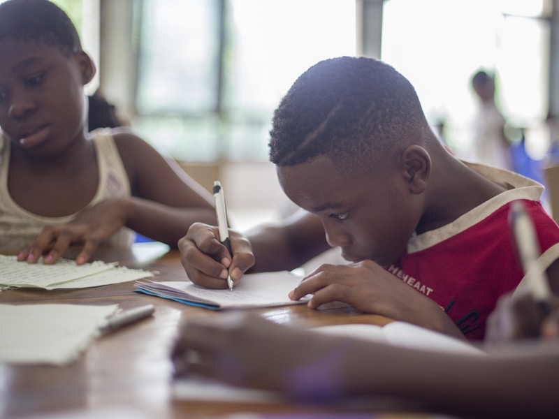 African students learning in a classroom